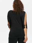 Plus Size Split Sleeve Asymmetric T-shirt