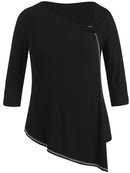 Plus Size Split Sleeve Asymmetric T-shirt