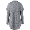 Long Sleeve Marled Button Capelet T-shirt