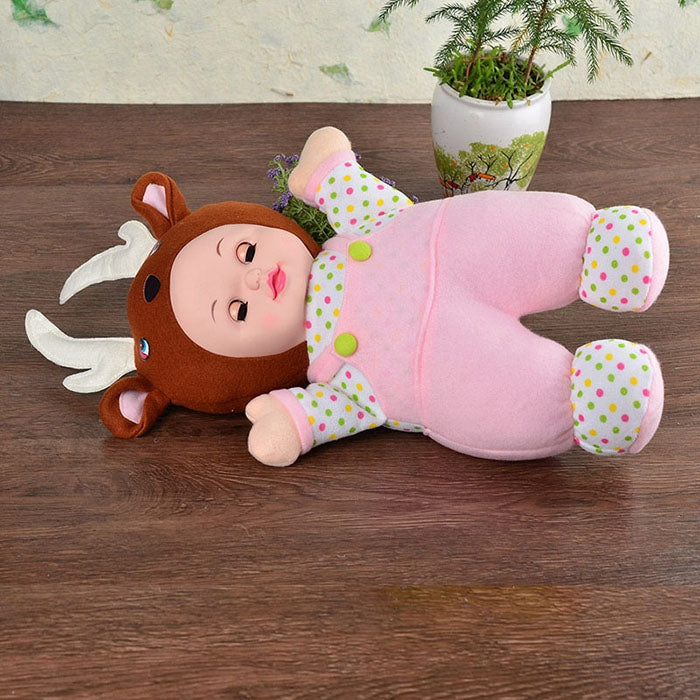 Interactive Sleep Appease Elk Baby Doll with Music Plush Toys Christmas Gift