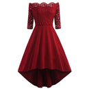 SOVALRO Plus Size XL-5XL Off Shoulder Dip Hem Lace long Dress