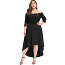 SOVALRO Plus Size XL-5XL Off Shoulder Dip Hem Lace long Dress