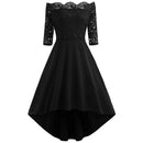 SOVALRO Plus Size XL-5XL Off Shoulder Dip Hem Lace long Dress