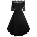 SOVALRO Plus Size XL-5XL Off Shoulder Dip Hem Lace long Dress