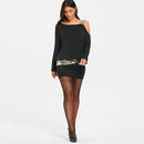 Long Sleeve Sequins Cold Shoulder Blouson Dress