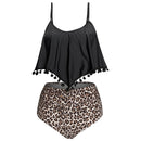Leopard Print High Waist Overlay Tankini Swimwear