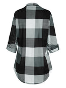 Plus Size Roll Up Sleeve Checked Top