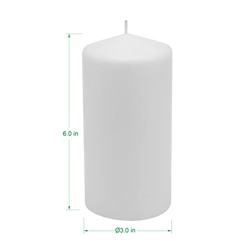 Stonebriar Tall 3x6 Inch Unscented Pillar Candles,White, 6 count