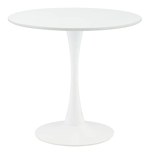 Modern Round Dining Table, 32 Inch Tulip Kitchen Table with MDF Top and Steel Pedestal