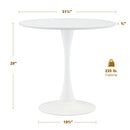 Modern Round Dining Table, 32 Inch Tulip Kitchen Table with MDF Top and Steel Pedestal