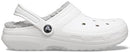 Crocs Unisex Men's and Women's Classic Lined Clog | Fuzzy Slippers, White/Light Grey