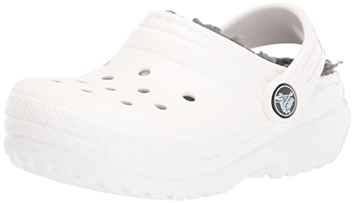 Crocs Kids' Classic Lined Clog | Kids' Slippers, White, 4 Big Kid