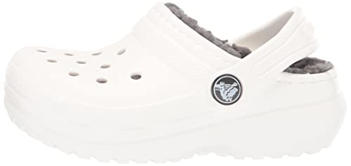 Crocs Kids' Classic Lined Clog | Kids' Slippers, White, 4 Big Kid