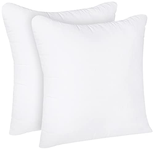 Throw Pillows Insert (Pack of 2, White) - 18 x 18 Inches Bed and Couch Pillows