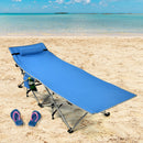 Folding Camping Cot with Side Storage Pocket Detachable Headrest - Blue