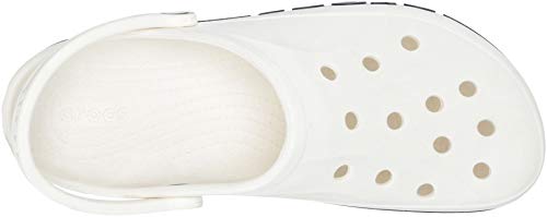 Crocs Unisex-Adult Bayaband Clogs, White/Navy, 6 Men/8 Women