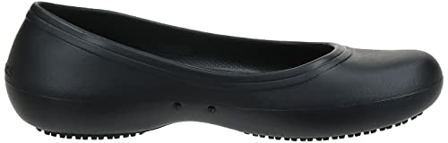 Crocs Women's At Work Ballet Flats| Slip Resistant Work Shoes, Black, 8 Women