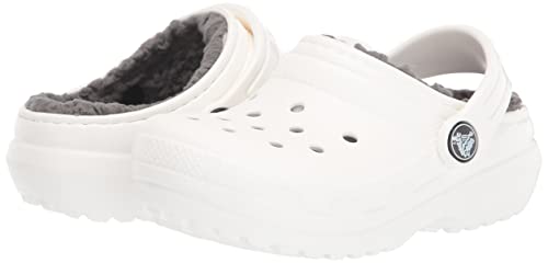 Crocs Kids' Classic Lined Clog | Kids' Slippers, White, 4 Big Kid