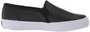 Keds womens Double Decker Leather Slip on Sneaker, Black Leather, 9.5 US