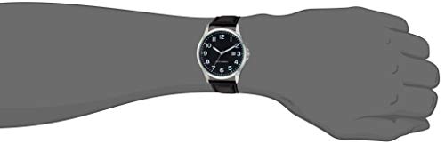 Amazon Essentials Men's Easy to Read Silver-Tone and Black Strap Watch