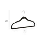Velvet, Non-Slip Suit Clothes Hangers, Black/Silver - Pack of 50