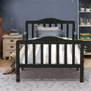 Classic Design Kids Wood Toddler Bed Frame with Two Side Safety Guardrails - Brown