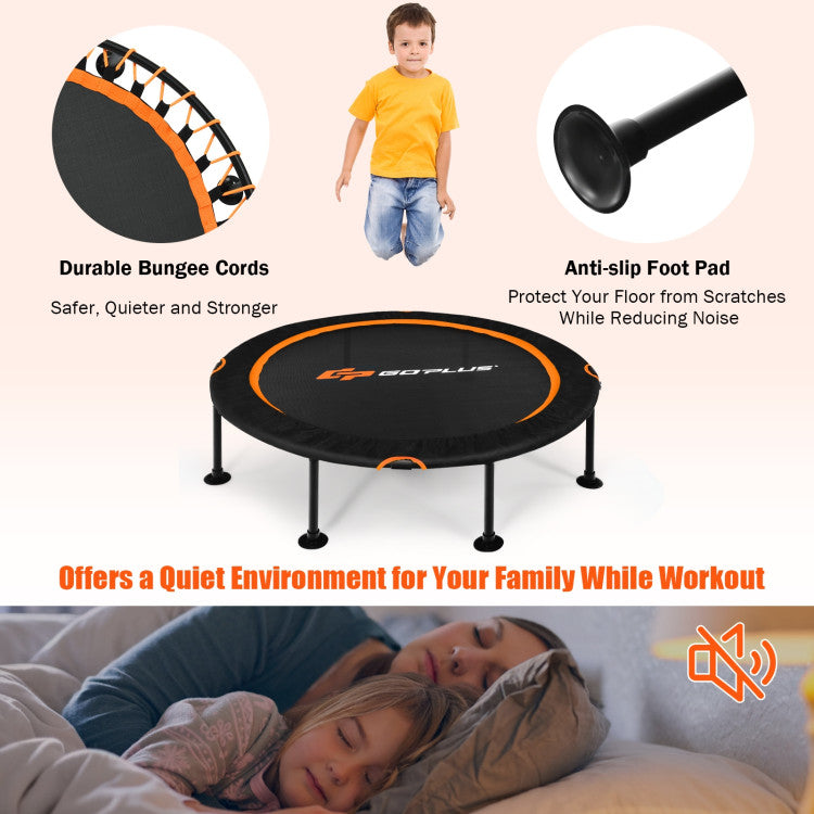 47 Inch Folding Trampoline with Safety Pad of Kids and Adults for Fitness Exercise - Orange