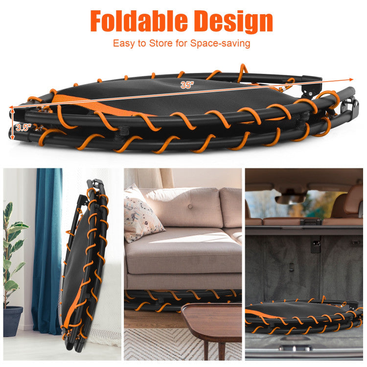 47 Inch Folding Trampoline with Safety Pad of Kids and Adults for Fitness Exercise - Orange