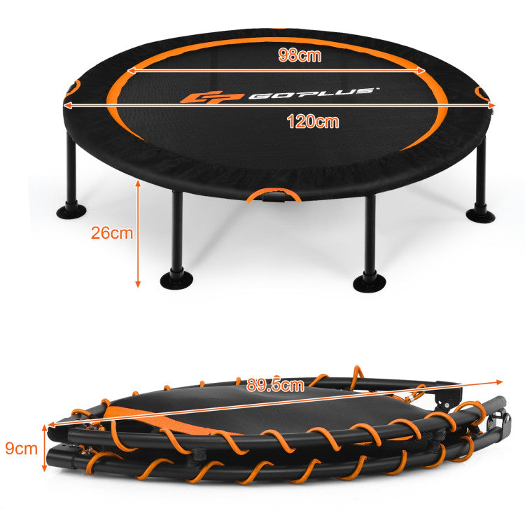 47 Inch Folding Trampoline with Safety Pad of Kids and Adults for Fitness Exercise - Orange