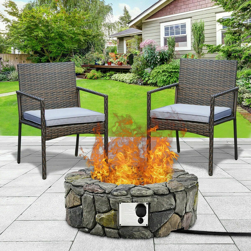 28" Propane Gas Fire Pit Outdoor 40,000 BTUs Stone Finish Lava Rocks Cove