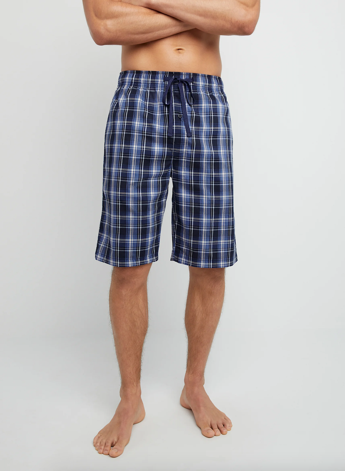 Hanes Men's Stretch Woven Sleep Shorts 2-Pack Red/Blue Plaid Pack