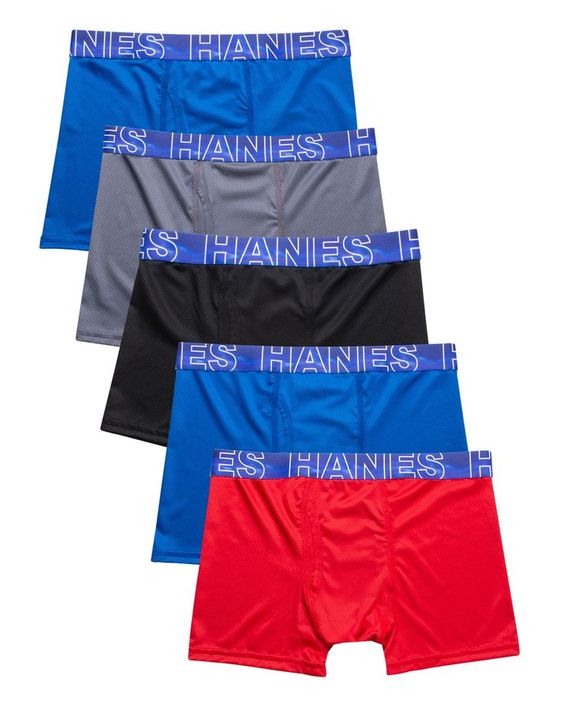 Hanes Boys' X-Temp Stretch Mesh Boxer Briefs, 5-Pack Assorted