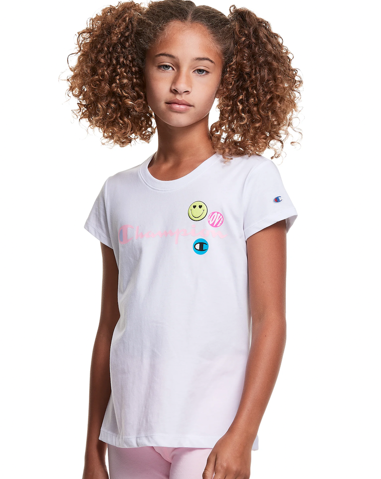 Champion Classic Tee, Smiley Face White