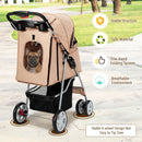 Foldable Pet Stroller 4-Wheel Cat Dog Travel Carrier w/ Storage Basket