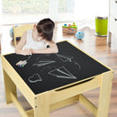 Kids Table Chairs Set With Storage Boxes Blackboard Whiteboard Drawing (Natural)