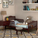 Classic Design Kids Wood Toddler Bed Frame with Two Side Safety Guardrails - Brown