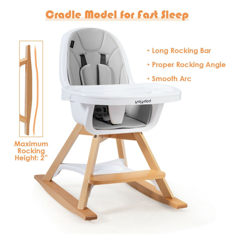 3-in-1 Convertible Wooden Baby High Chair (Gray)