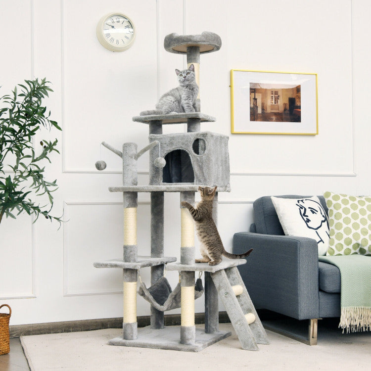 66 Inches Cat Tree Condo Kitten Multi-Level Activity Center