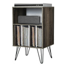 Freestanding Record Player Stand Record Storage Cabinet with Metal Legs