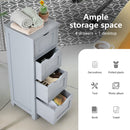 Floor Wooden Free Standing Storage Side Organizer for Bathroom (White)