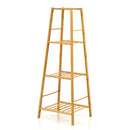 4-Potted Bamboo Tall Plant Holder Stand - Natural