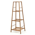 4-Potted Bamboo Tall Plant Holder Stand - Natural