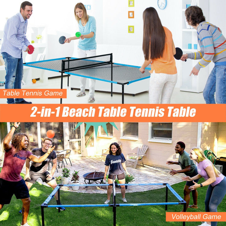 2-In-1 Ping Pong and Table Volleyball Table for Indoor and Outdoor