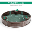 Sandbox with Built-in Corner Seat and Cover - Brown