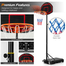 Adjustable Kids Basketball Hoop Stand with Durable Net and Wheel