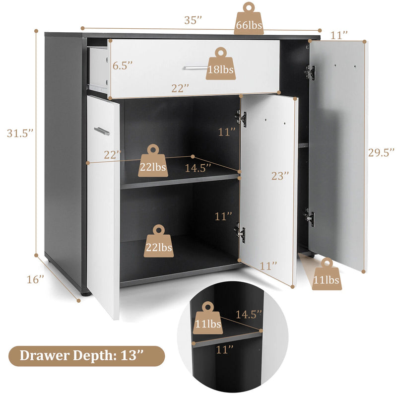 3-Door Buffet Sideboard Kitchen Storage Cabinet Console Cupboard w/Drawer