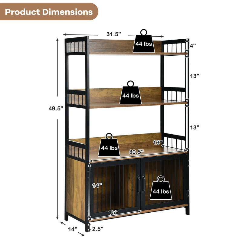 3-Tier Baker’s Rack Industrial Kitchen Microwave Oven Stand w/Storage Cabinet