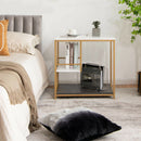 3-Tier Sofa Side Table with Open Storage Shelf Modern Buffet for Living Room