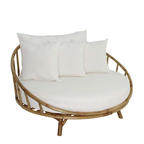 Bamboo Round Daybed Outdoor Indoor Large Accent Sofa Chair Sofabed, Natural