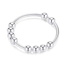 925 Sterling Silver Anti Anxiety Ring for Women Men Fidget Rings with Beads